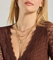 Sleek Bliss Layered Cross Charm Necklace