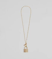 Glam Secret Lock Pendant Charm Necklace