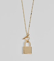Glam Secret Lock Pendant Charm Necklace