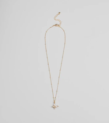 Charming Glam Cubic Zirconia Butterfly Pendant Necklace