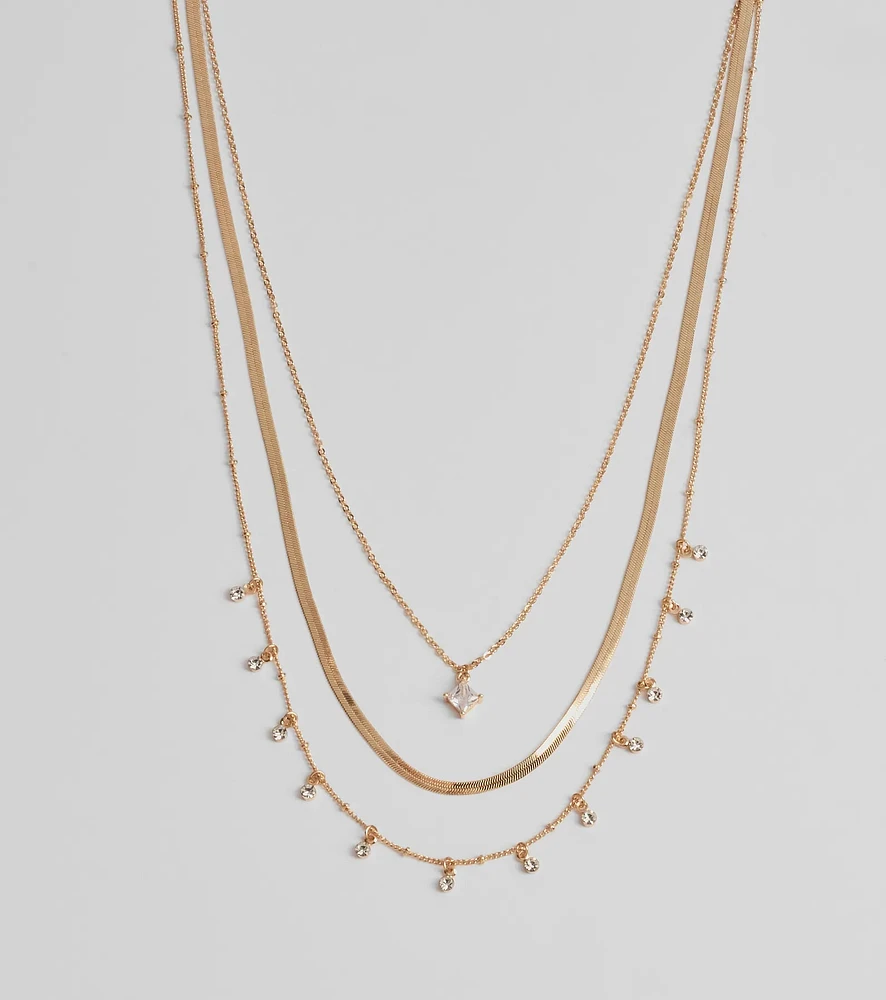 Chic Look Cubic Zirconia Layered Necklace