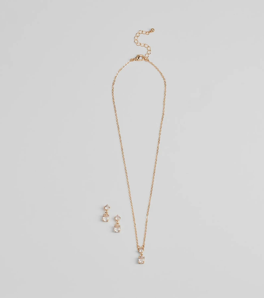 Timeless Glam Cubic Zirconia Necklace And Earrings Set