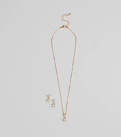 Timeless Glam Cubic Zirconia Necklace And Earrings Set