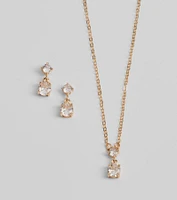 Timeless Glam Cubic Zirconia Necklace And Earrings Set