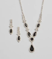 Bold Beauty Teardrop Rhinestone Necklace Set