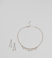 Gorgeously Glam Rhinestone Necklace And Earrings Set