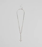 Graceful Elegance Cross Charm Lariat Necklace