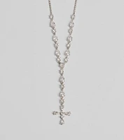 Graceful Elegance Cross Charm Lariat Necklace