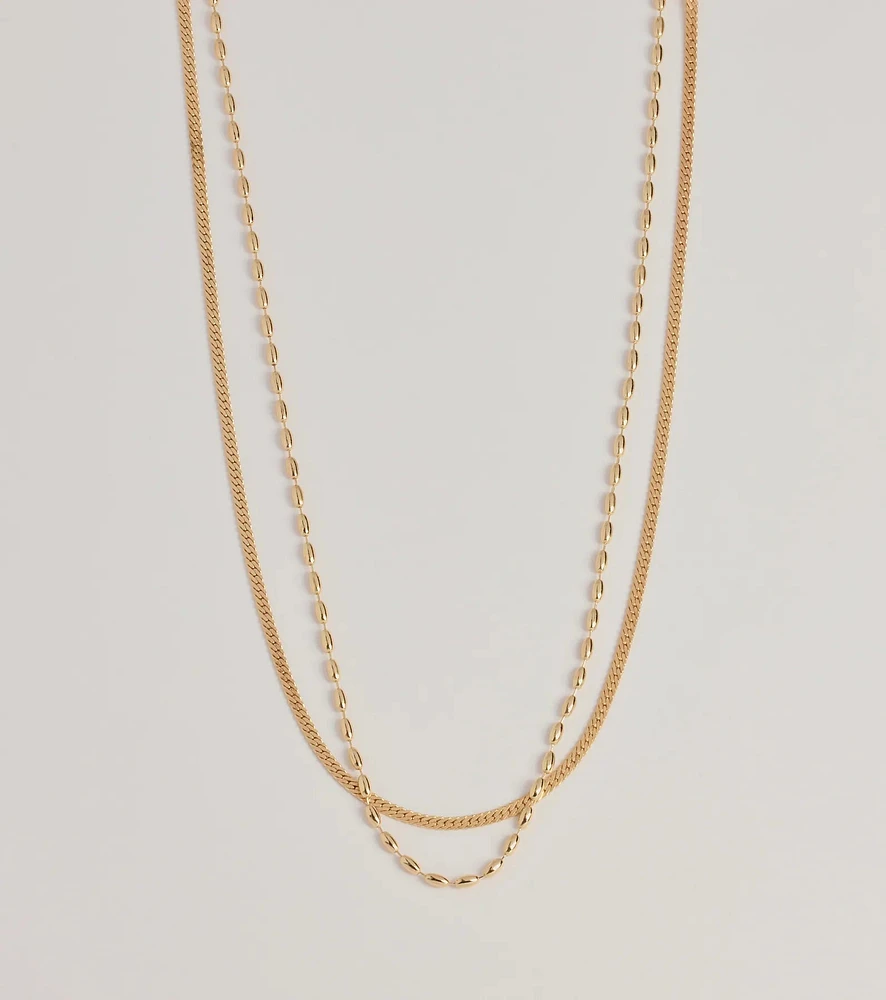 Trendy Sleek Layered Chain Necklace Set