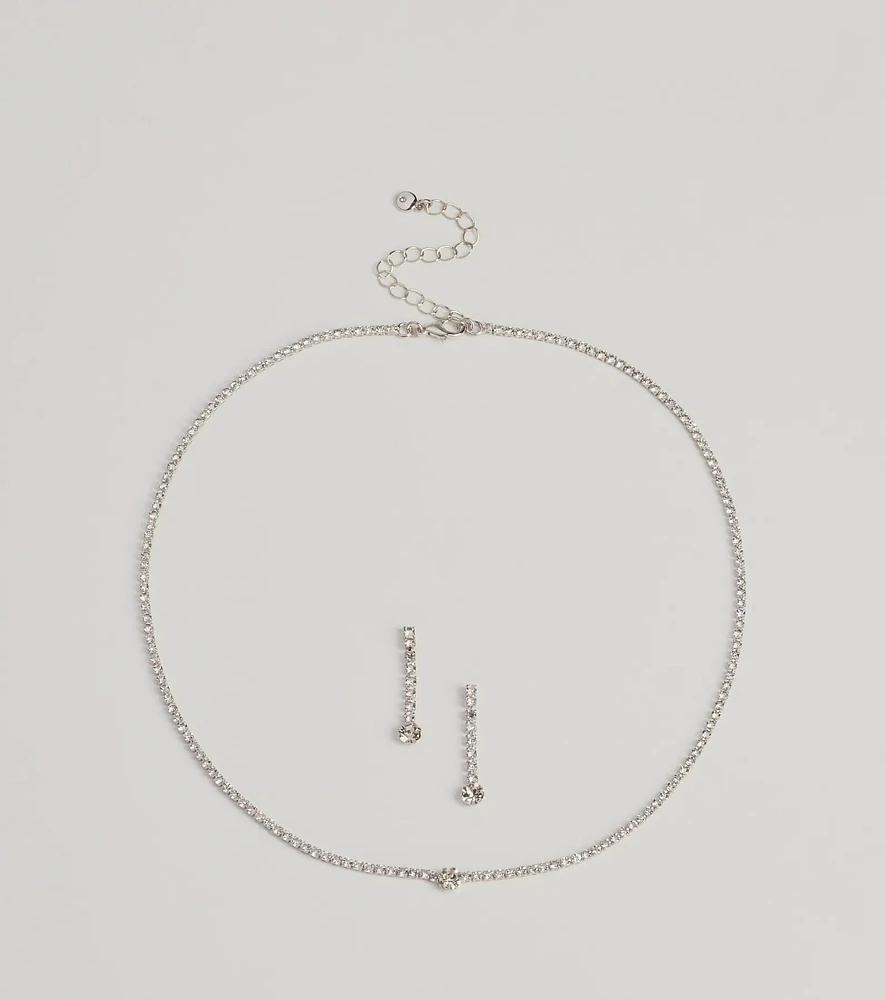 Finest Glam Rhinestone Necklace Set
