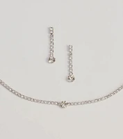 Finest Glam Rhinestone Necklace Set