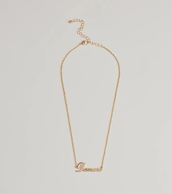 Demure Script Dainty Chain Necklace
