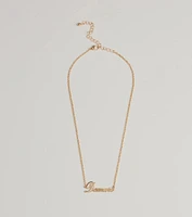 Demure Script Dainty Chain Necklace