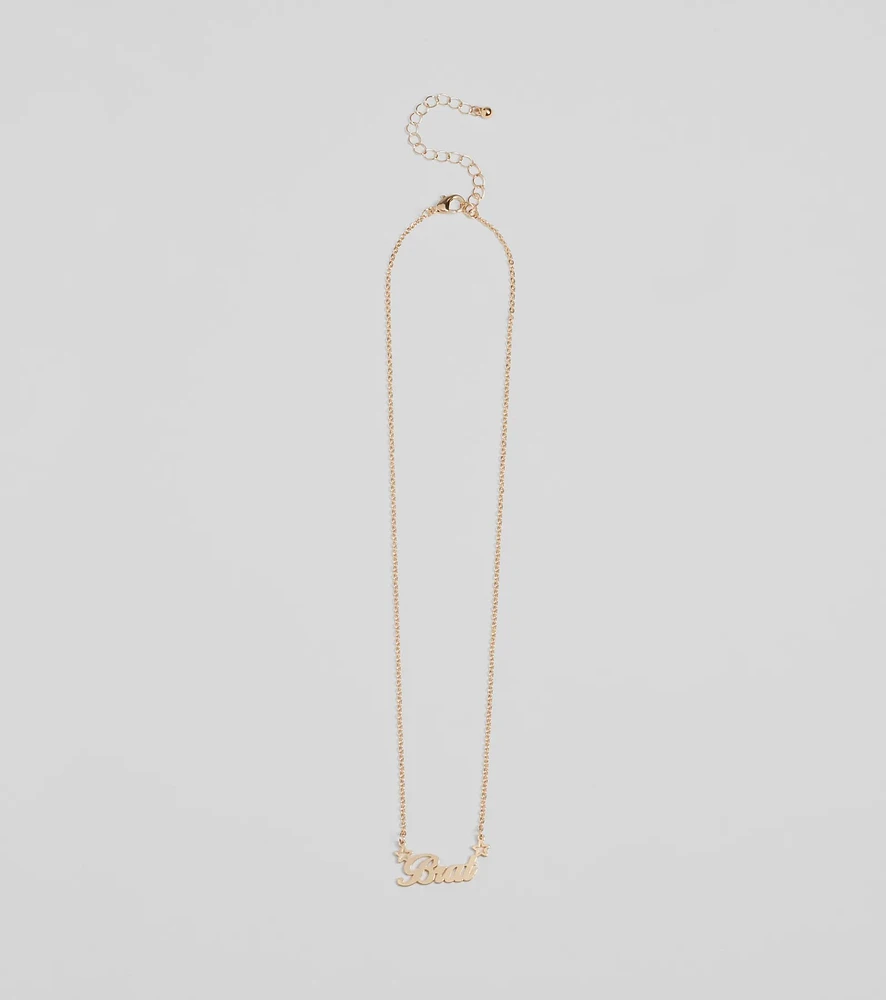 Brat Script Dainty Chain Necklace