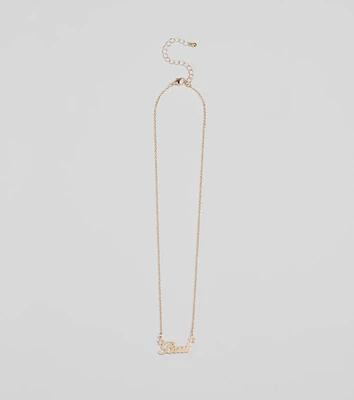 Brat Script Dainty Chain Necklace