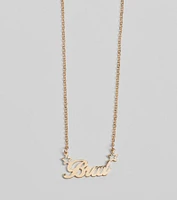 Brat Script Dainty Chain Necklace