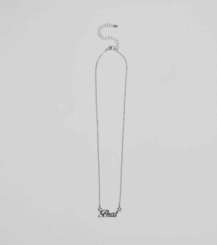 Brat Script Dainty Chain Necklace