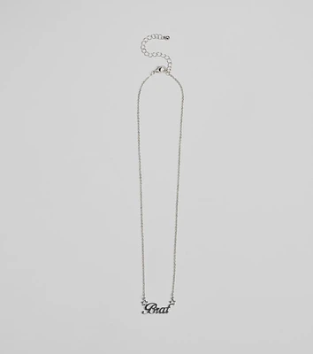 Brat Script Dainty Chain Necklace