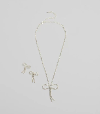 Adorably Glam Bow Necklace And Earrings Set