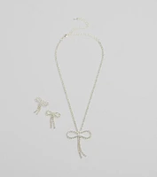 Adorably Glam Bow Necklace And Earrings Set
