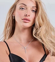 Adorably Glam Bow Necklace And Earrings Set