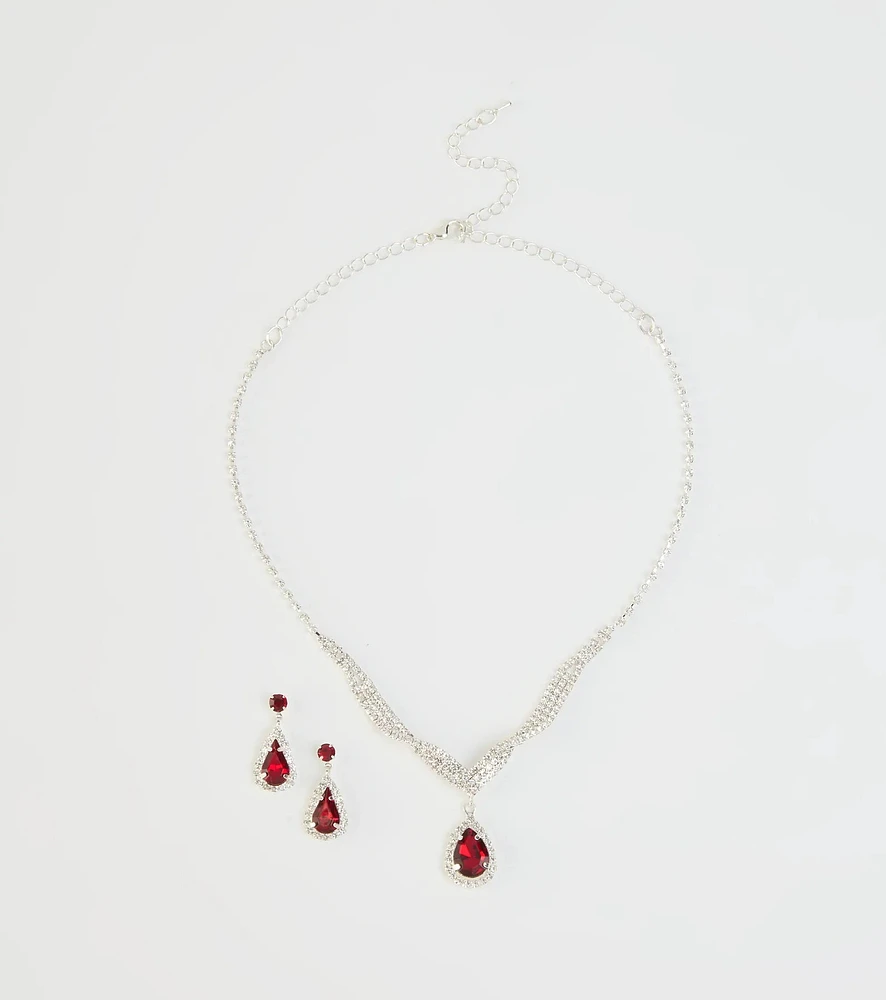 Gorgeous Radiance Gemstone Necklace And Earrings Set