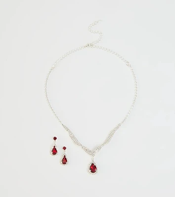 Gorgeous Radiance Gemstone Necklace And Earrings Set