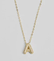 Bubble Letter Monogram Rhinestone Necklace