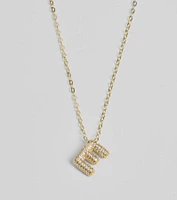 Bubble Letter Monogram Rhinestone Necklace