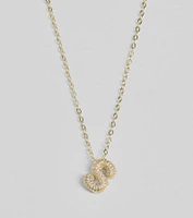 Bubble Letter Monogram Rhinestone Necklace
