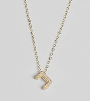 Bubble Letter Monogram Rhinestone Necklace
