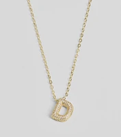 Bubble Letter Monogram Rhinestone Necklace