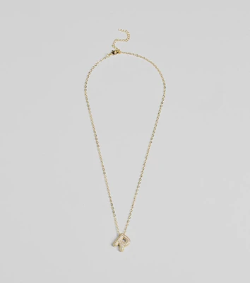 Bubble Letter Monogram Rhinestone Necklace
