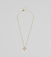 Bubble Letter Monogram Rhinestone Necklace