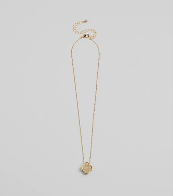 Just Your Luck Rhinestone Clover Charm Necklace