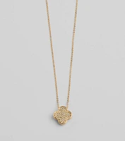 Just Your Luck Rhinestone Clover Charm Necklace