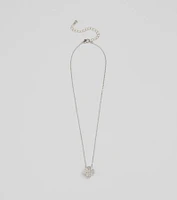 Just Your Luck Rhinestone Clover Charm Necklace