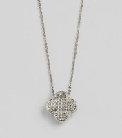 Just Your Luck Rhinestone Clover Charm Necklace