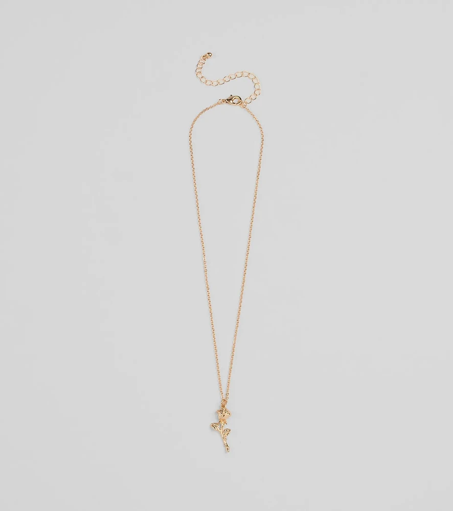 Divine Enchantment Rose Charm Necklace