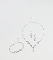 Luxe Desire Rhinestone Leaf Jewelry Set