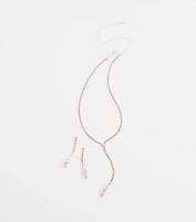Delicate Shine Rhinestone Lariat Earring Set