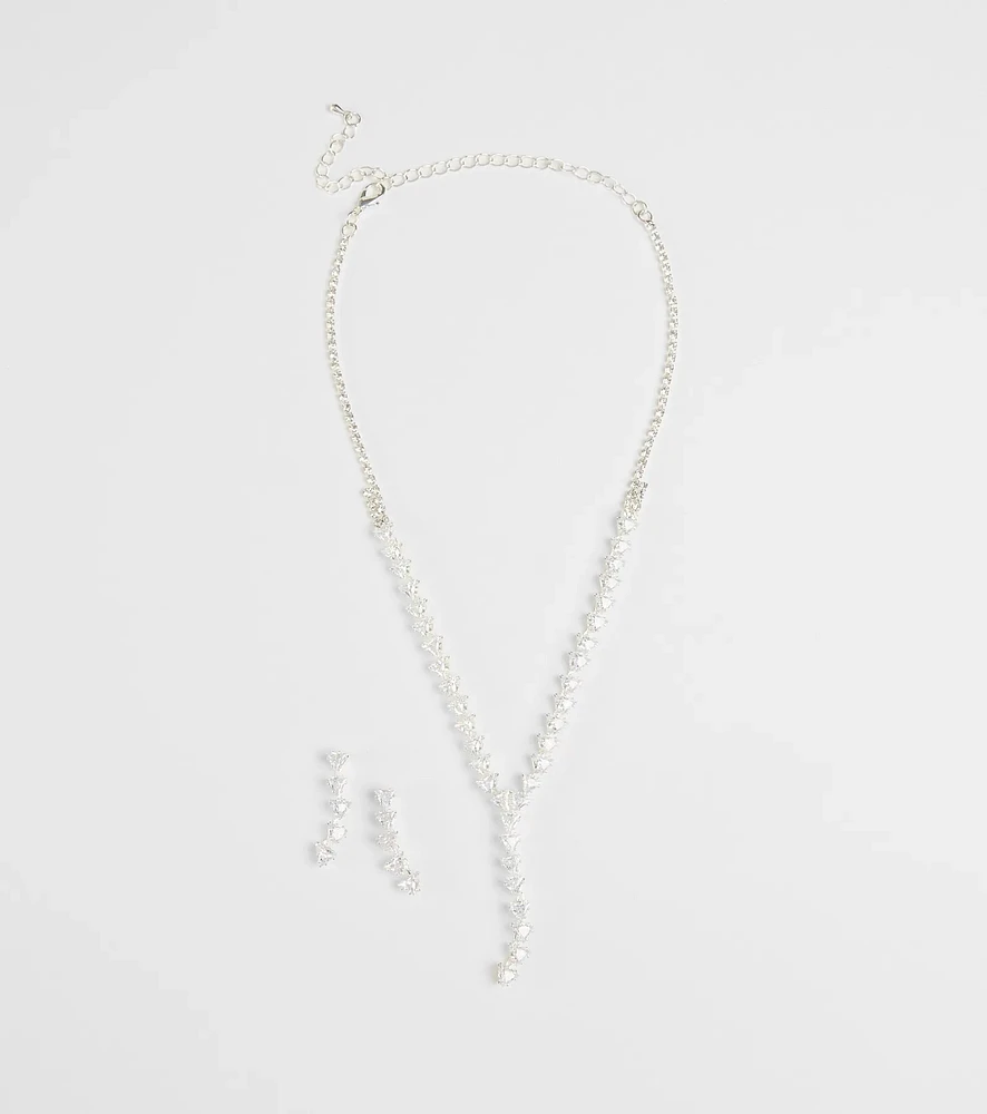 Perfectly Brilliant Cubic Zirconia Necklace And Earrings Set