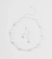 Floral Beauty Necklace And Earrings Set