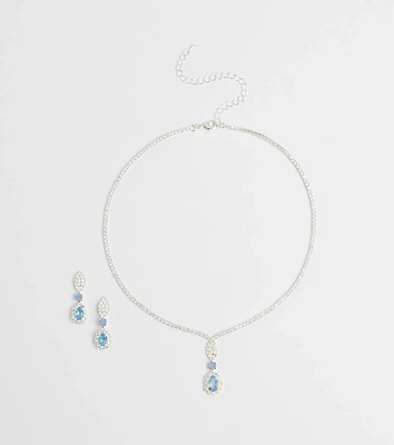 Call Me Princess Rhinestone Necklace And Earrings Set