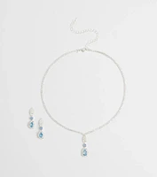 Call Me Princess Rhinestone Necklace And Earrings Set