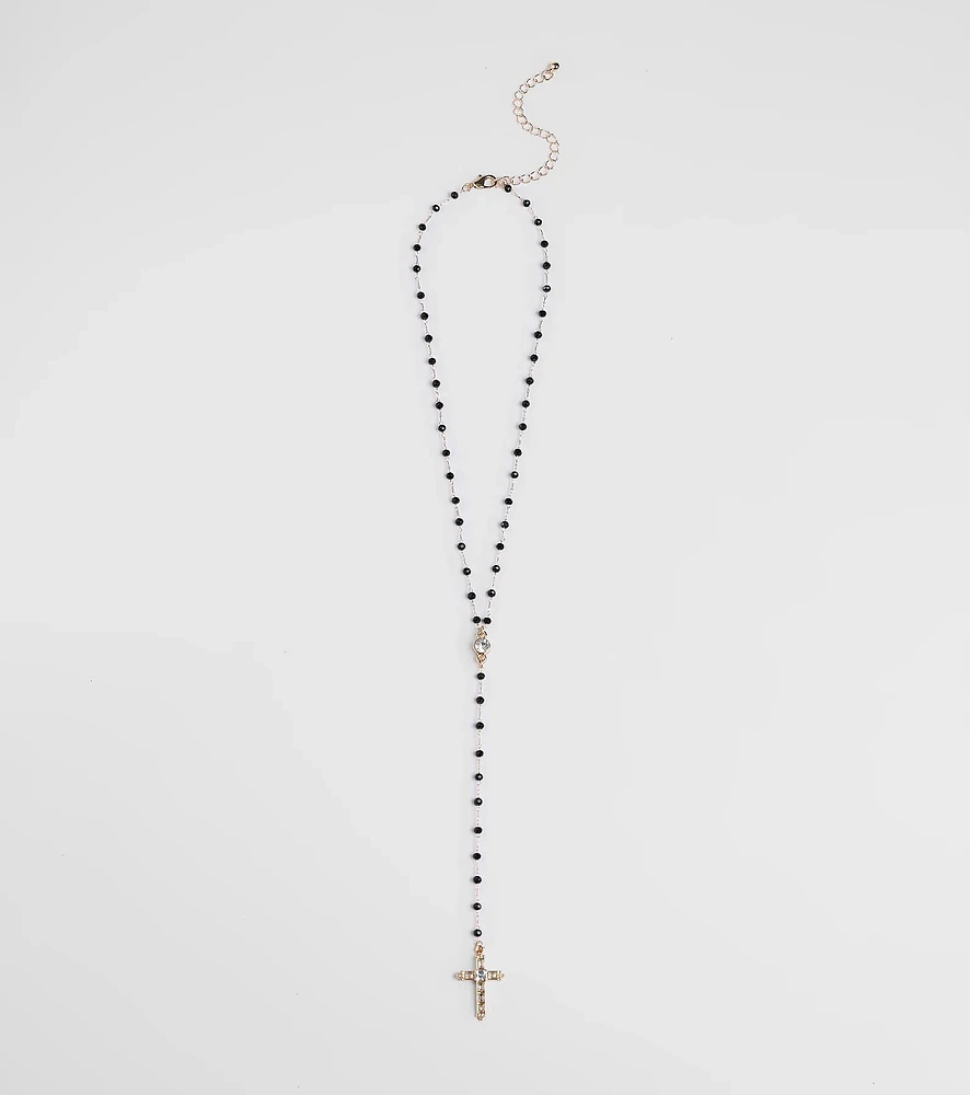 Beaded Beauty Rhinestone Cross Necklace