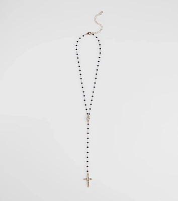 Beaded Beauty Rhinestone Cross Necklace