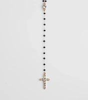 Beaded Beauty Rhinestone Cross Necklace