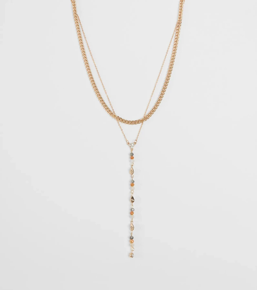 Charmingly Pretty Beaded Rhinestone Layered Necklace