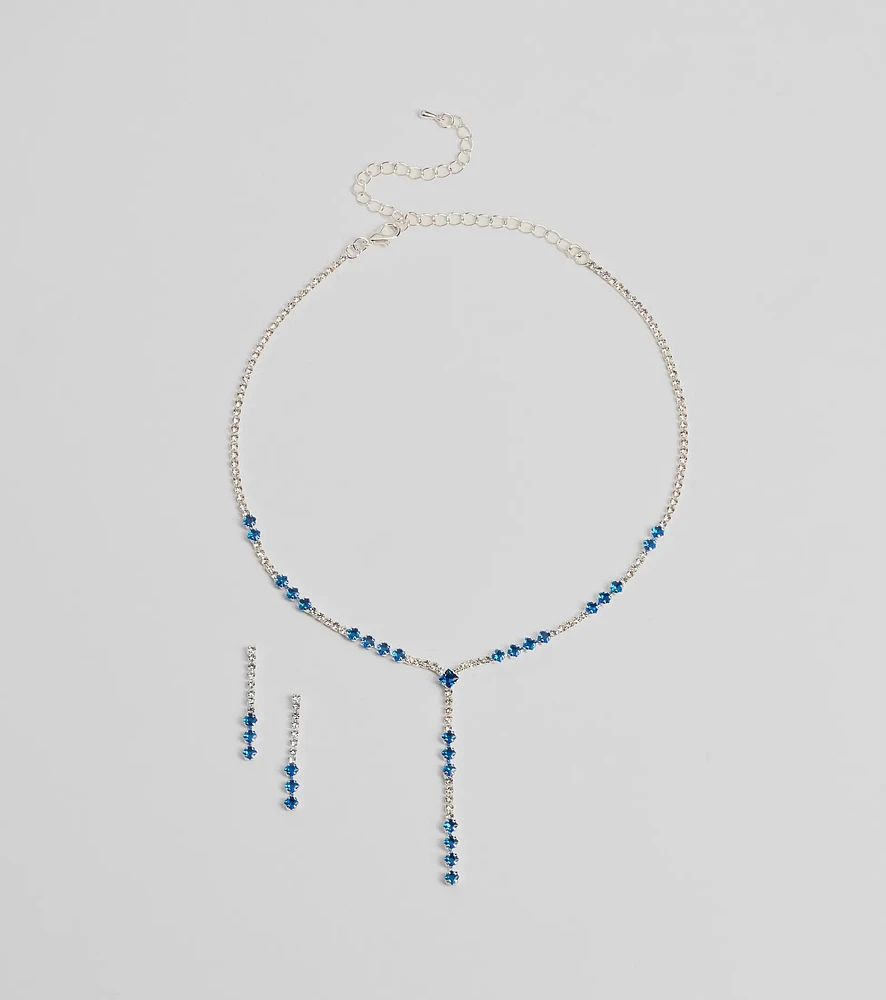 Luxe Glimmer Rhinestone Necklace And Earrings Set